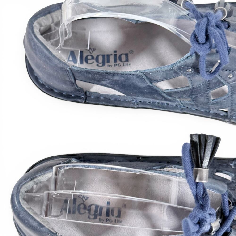 ⭐️Alegria Women's 41 US 10.5 to 11 Valerie Navy Blue Leather Lace-Up Sandals - Picture 5 of 10